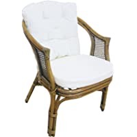 Los mejores  - Sillón silla de mimbre Bambú Junco Vienna Rattan marrón Nogal con almohadas para casa habitación salón bar Bamboo
